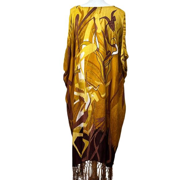 Erika Brooke gold/brown kaftan, statement, global artisan, ethnic, bohemian - Picture 3 of 9